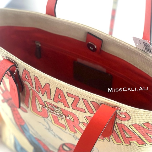 NWT COACH X MARVEL 2PC Spider-Man Tote Bag Gallery Pouch - Picture 6 of 16